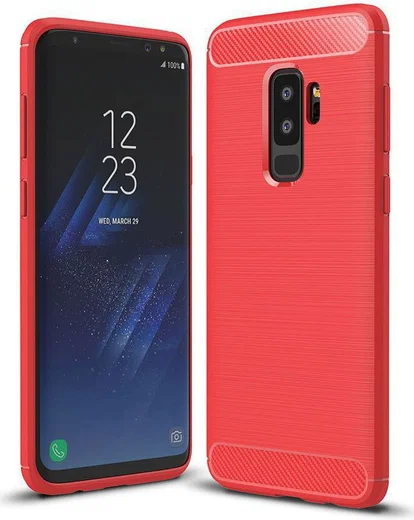 Samsung Galaxy S9 Plus Geborsteld TPU Hoesje Rood afbeelding 1