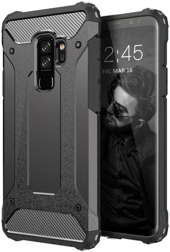 Samsung Galaxy S9 Plus Hoesje Shock Proof Hybride Back Cover Zwart afbeelding 1