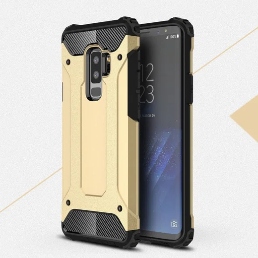 Samsung Galaxy S9 Plus Hoesje Shock Proof Hybride Back Cover Goud afbeelding 2
