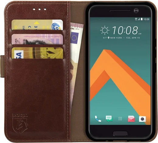 Rosso Element HTC 10 Hoesje Book Cover Bruin afbeelding 1