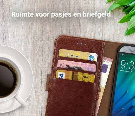 Rosso Element HTC One M8 Hoesje Book Cover Bruin afbeelding 9