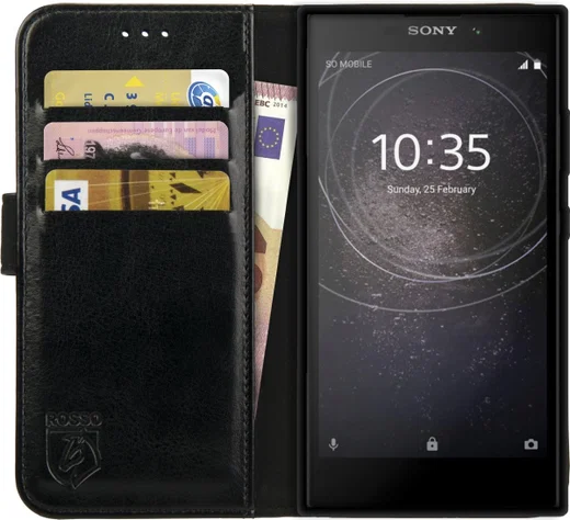 Rosso Element Sony Xperia L2 Hoesje Book Cover Zwart afbeelding 1