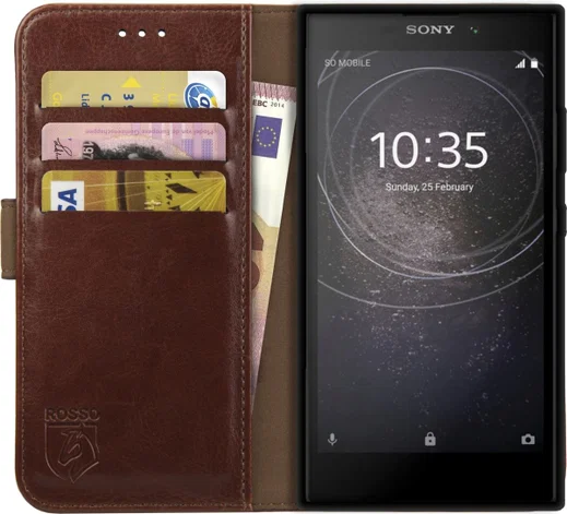 Rosso Element Sony Xperia L2 Hoesje Book Cover Bruin afbeelding 1