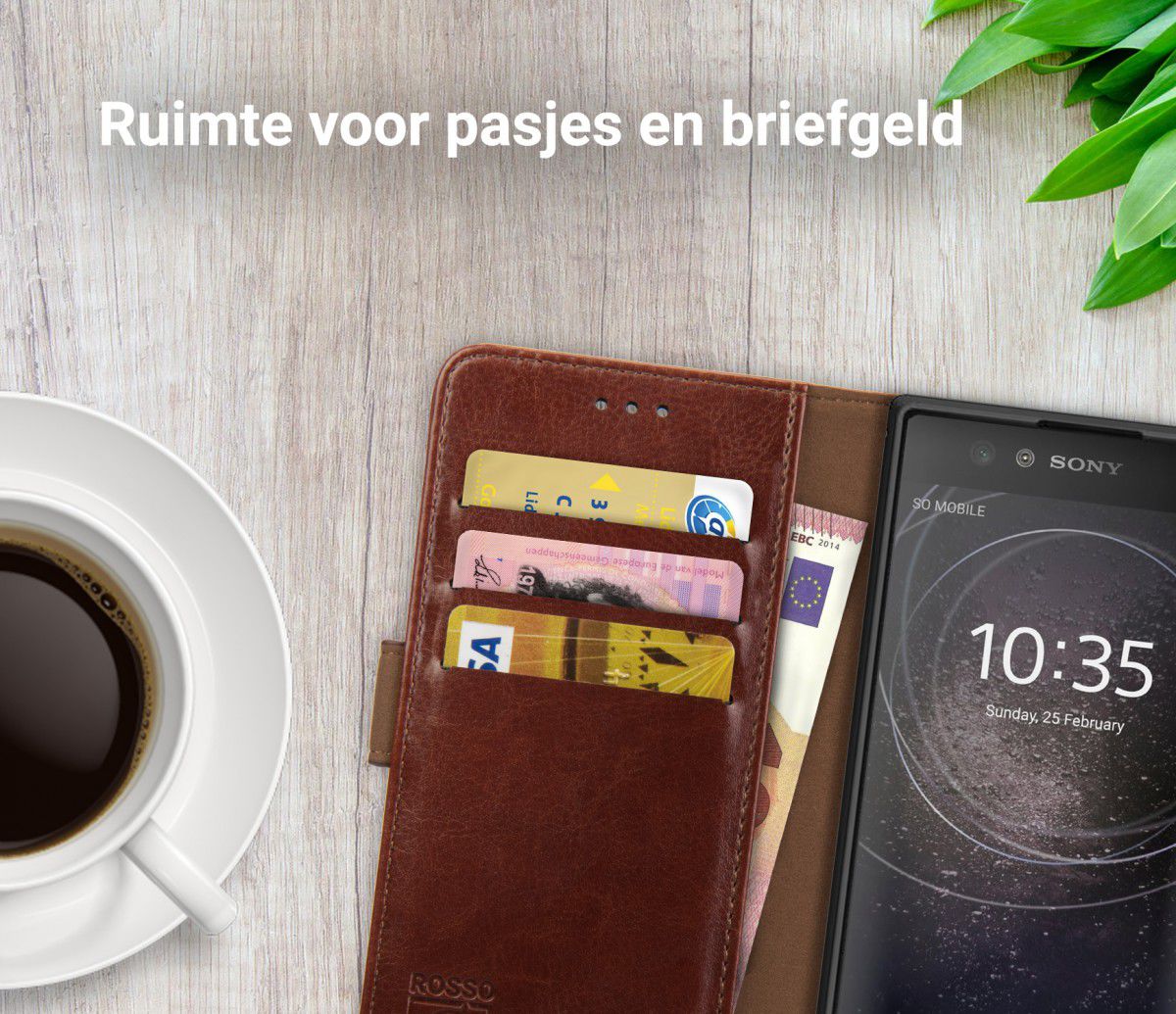 Rosso Element Sony Xperia XA2 Ultra Hoesje Book Cover Bruin afbeelding 8