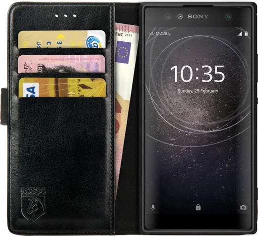 Rosso Element Sony Xperia XA2 Ultra Hoesje Book Cover Zwart afbeelding 1
