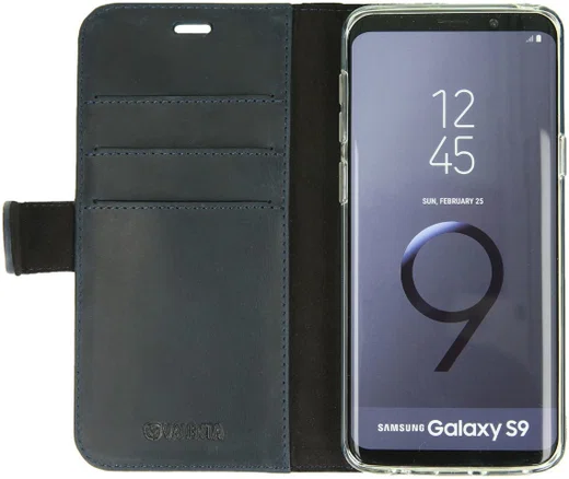 Valenta Galaxy S9 Classic Hoesje Echt Leer Book Case Vintage Blauw afbeelding 1