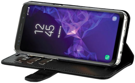 Valenta Galaxy S9 Classic Hoesje Echt Leer Book Case Zwart afbeelding 2