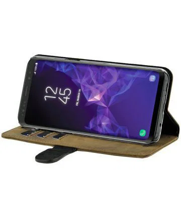 Valenta Galaxy A8 2018 Classic Hoesje Leer Book Case Vintage Bruin afbeelding 2