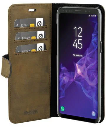 Valenta Galaxy A8 2018 Classic Hoesje Leer Book Case Vintage Bruin afbeelding 5