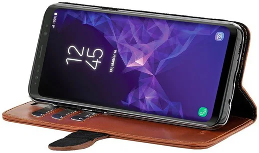 Valenta Galaxy A8 2018 Classic Hoesje Leer Book Case Bruin afbeelding 2