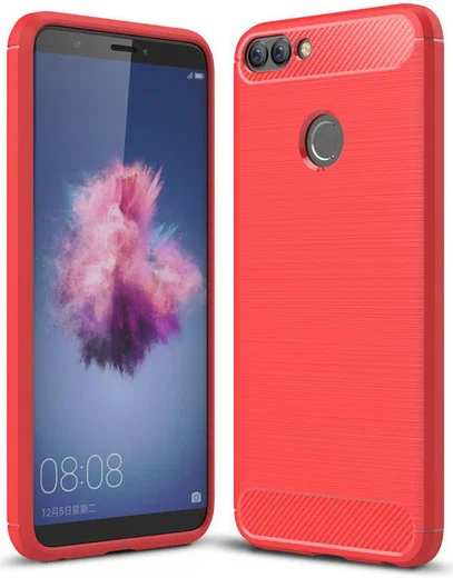 Huawei P Smart Geborsteld TPU Hoesje Rood afbeelding 1