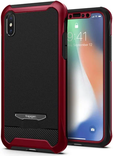 Spigen Reventon Hoesje Apple iPhone X Metallic Red afbeelding 3
