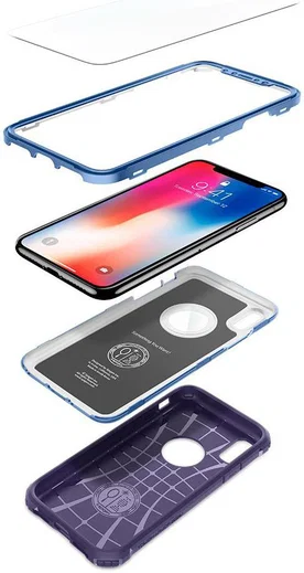 Spigen Pro Guard Hoesje Apple iPhone X Deep Purple afbeelding 2