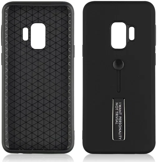 Samsung Galaxy S9 TPU Hoesje met Standaard Zwart afbeelding 5