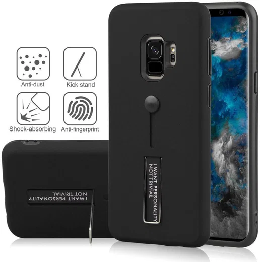 Samsung Galaxy S9 TPU Hoesje met Standaard Zwart afbeelding 6