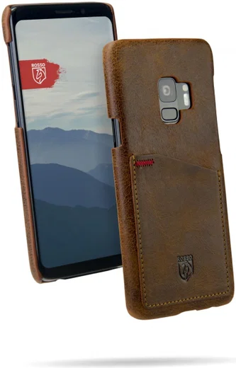 Rosso Select Samsung Galaxy S9 Hoesje Echt Leer Back Cover Bruin afbeelding 2