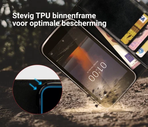 Rosso Element Nokia 1 Hoesje Book Cover Zwart afbeelding 5