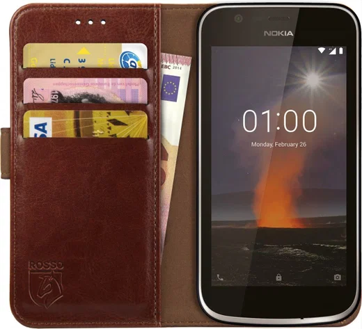 Rosso Element Nokia 1 Hoesje Book Cover Bruin afbeelding 1