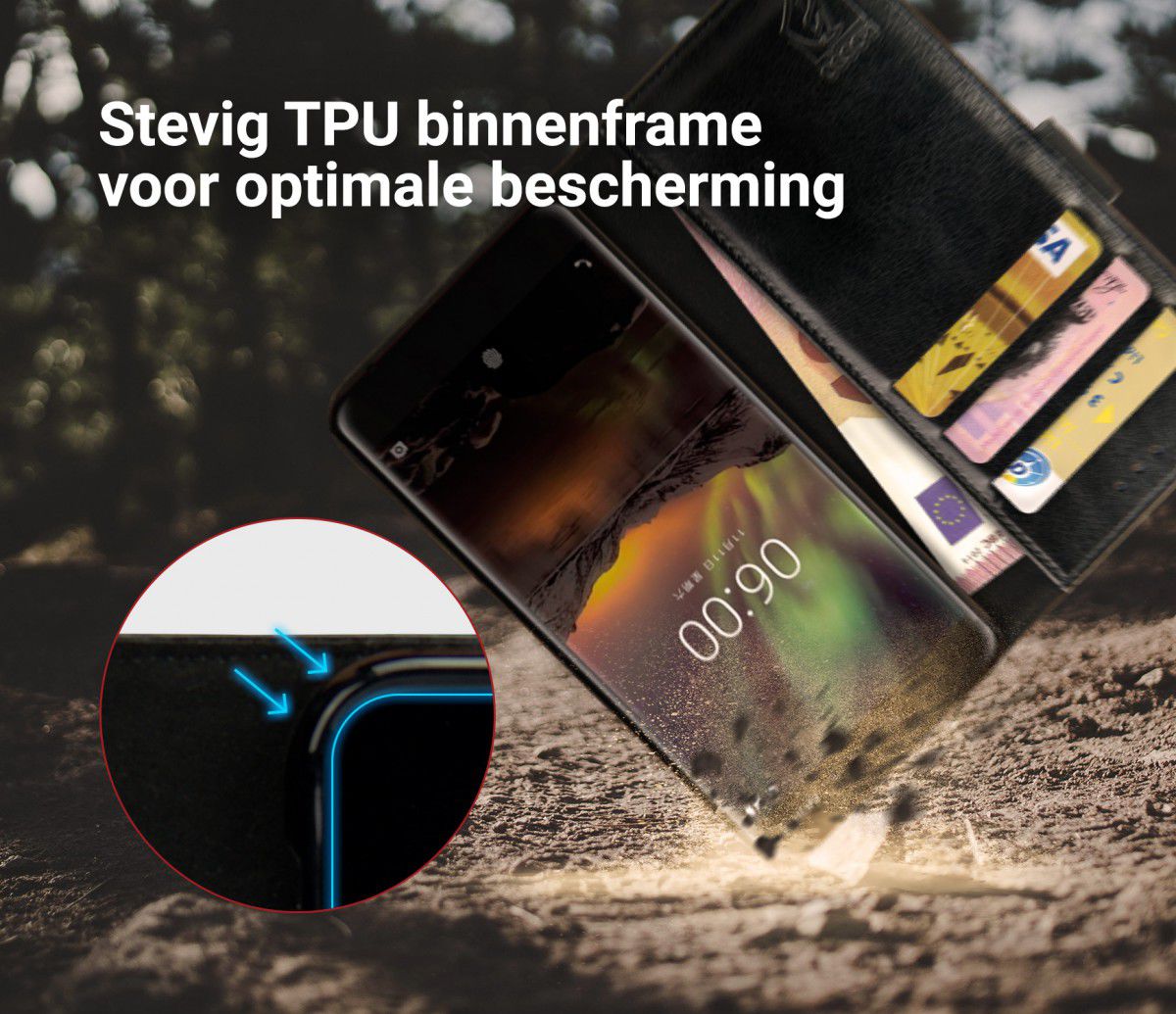 Rosso Element Nokia 6 (2018) Hoesje Book Cover Zwart afbeelding 6