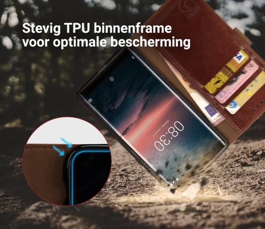 Rosso Element Nokia 8 Sirocco Hoesje Book Cover Bruin afbeelding 6