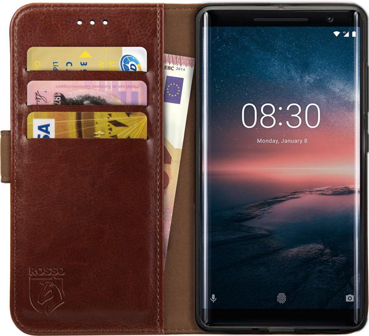 Rosso Element Nokia 8 Sirocco Hoesje Book Cover Bruin afbeelding 1