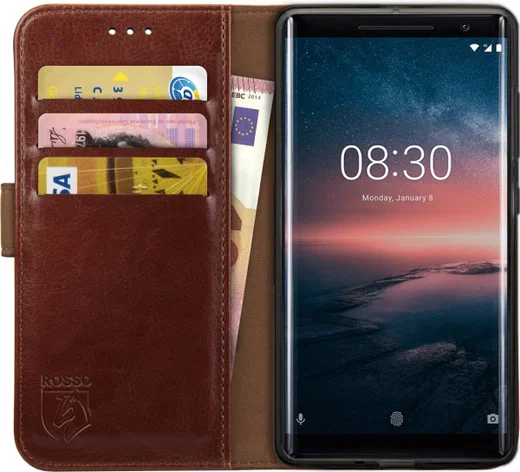 Rosso Element Nokia 8 Sirocco Hoesje Book Cover Bruin afbeelding 1