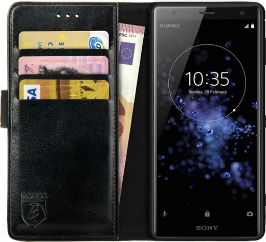 Rosso Element Sony Xperia XZ2 Hoesje Book Cover Zwart afbeelding 1