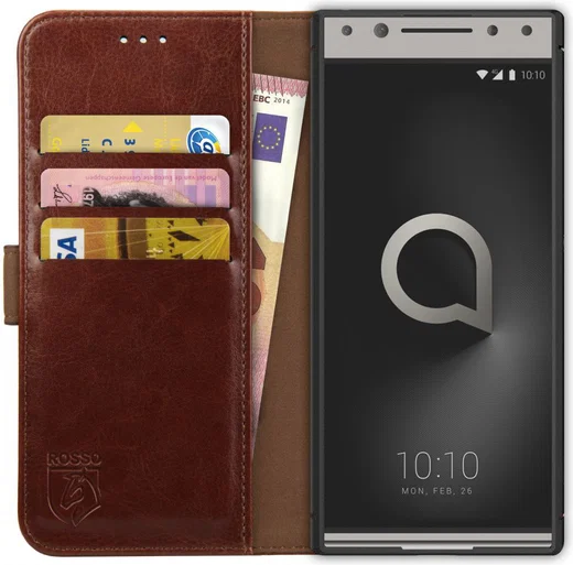 Rosso Element Alcatel 5 Hoesje Book Cover Bruin afbeelding 1
