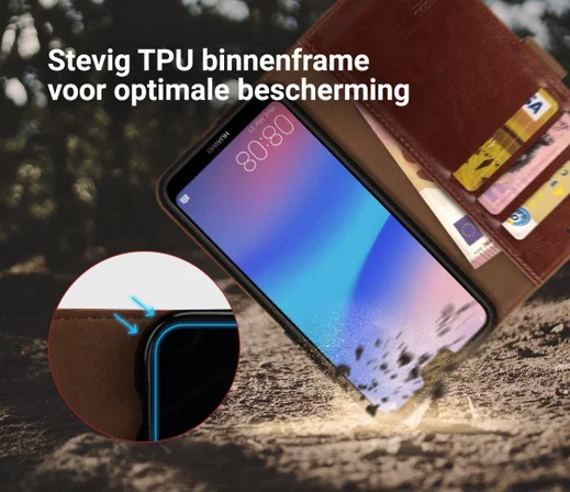 Rosso Element Huawei P20 Lite Hoesje Book Cover Bruin afbeelding 5