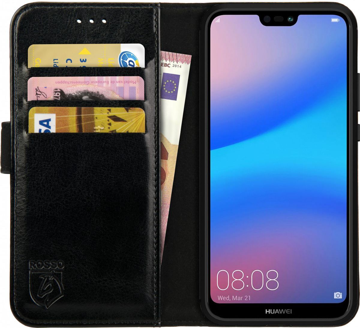 Rosso Element Huawei P20 Lite Hoesje Book Cover Zwart afbeelding 1