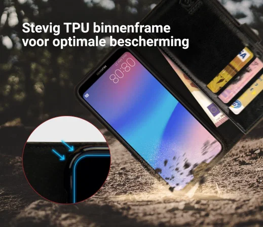 Rosso Element Huawei P20 Lite Hoesje Book Cover Zwart afbeelding 6