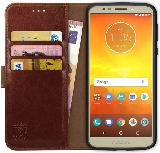 Rosso Element Motorola Moto E5 Hoesje Book Cover Bruin afbeelding 1