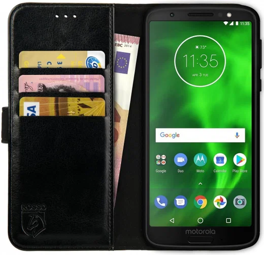 Rosso Element Motorola Moto G6 Hoesje Book Cover Zwart afbeelding 1