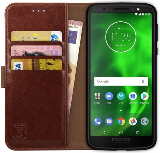 Rosso Element Motorola Moto G6 Hoesje Book Cover Bruin afbeelding 1