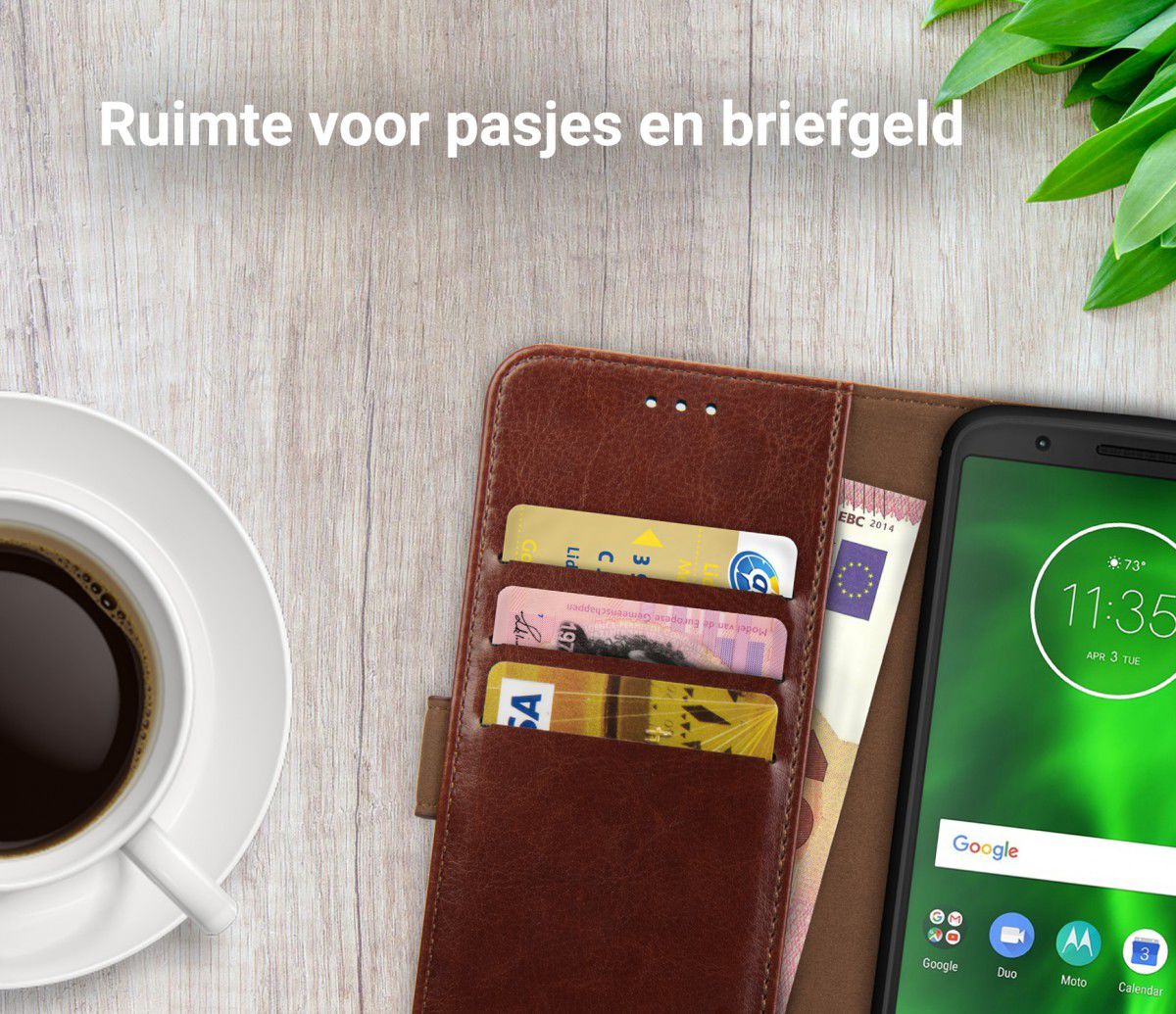Rosso Element Motorola Moto G6 Hoesje Book Cover Bruin afbeelding 9