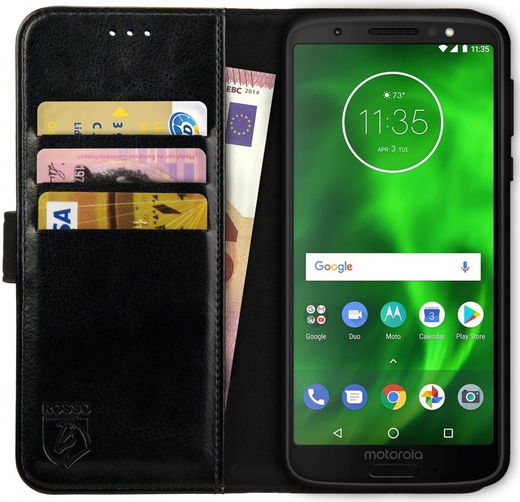 Rosso Element Motorola Moto G6 Play Hoesje Book Cover Zwart afbeelding 1