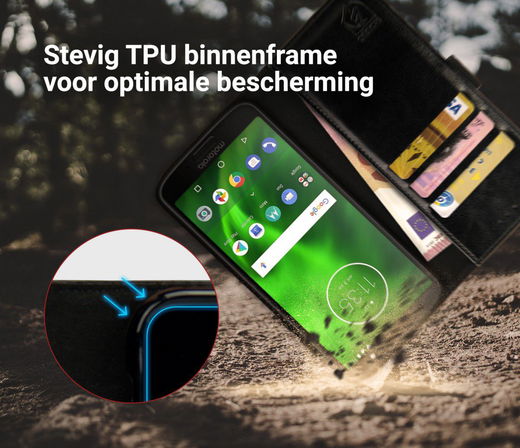 Rosso Element Motorola Moto G6 Play Hoesje Book Cover Zwart afbeelding 6