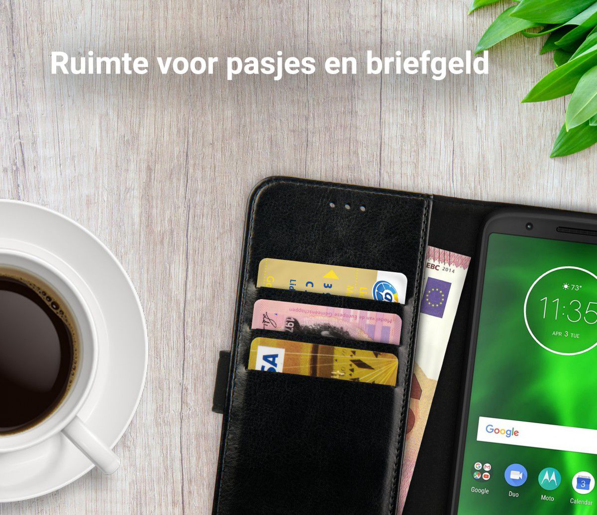 Rosso Element Motorola Moto G6 Play Hoesje Book Cover Zwart afbeelding 9