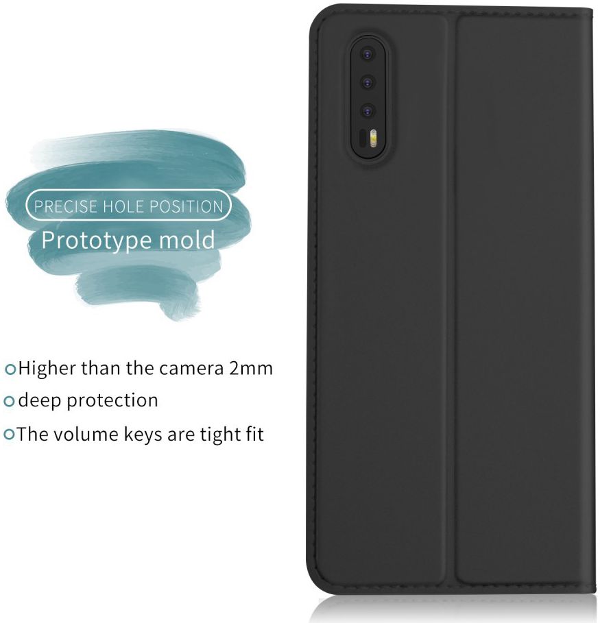 Huawei P20 Pro Flip Hoesje met Kaart Houder Zwart afbeelding 4