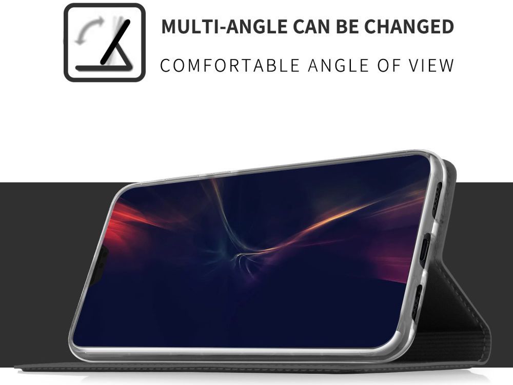 Huawei P20 Pro Flip Hoesje met Kaart Houder Zwart afbeelding 5