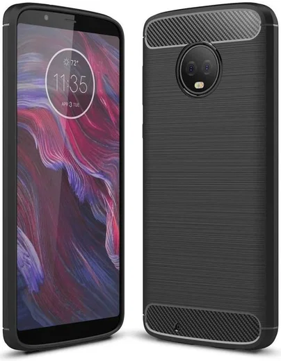 Motorola Moto G6 Geborsteld Hoesje Zwart afbeelding 1