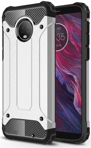 Motorola Moto G6 Plus Hybride Hoesje Zilver afbeelding 1