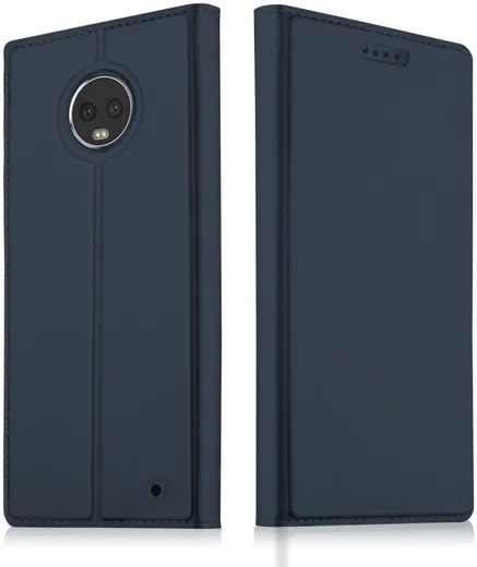 Motorola Moto G6 Plus Flip Hoesje met Kaart Houder Blauw afbeelding 2