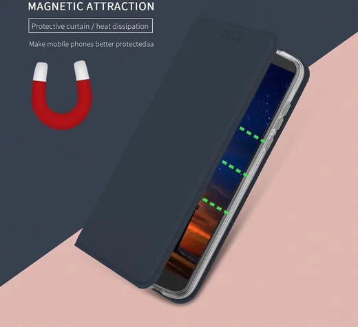 Motorola Moto G6 Plus Flip Hoesje met Kaart Houder Blauw afbeelding 3