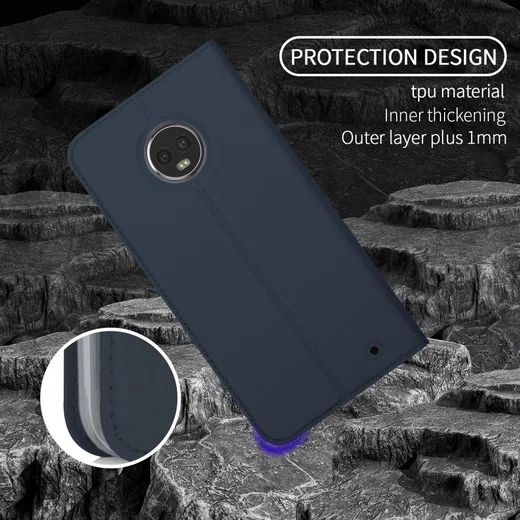 Motorola Moto G6 Plus Flip Hoesje met Kaart Houder Blauw afbeelding 4