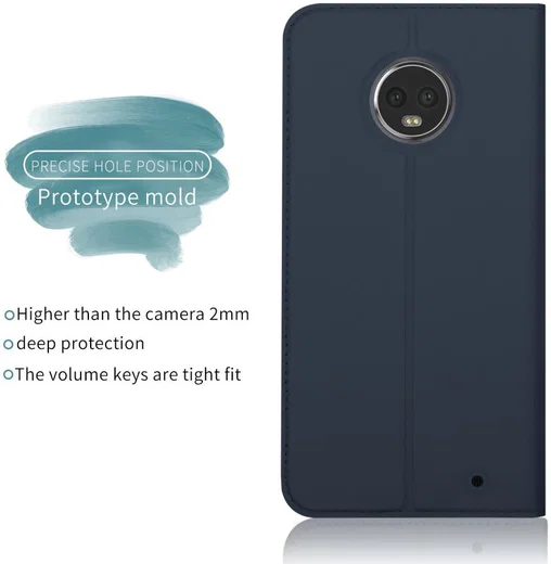 Motorola Moto G6 Plus Flip Hoesje met Kaart Houder Blauw afbeelding 6