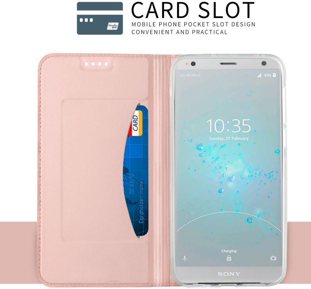 Sony Xperia XZ2 Compact  Book Case met Kaarthouder Roze Goud afbeelding 2