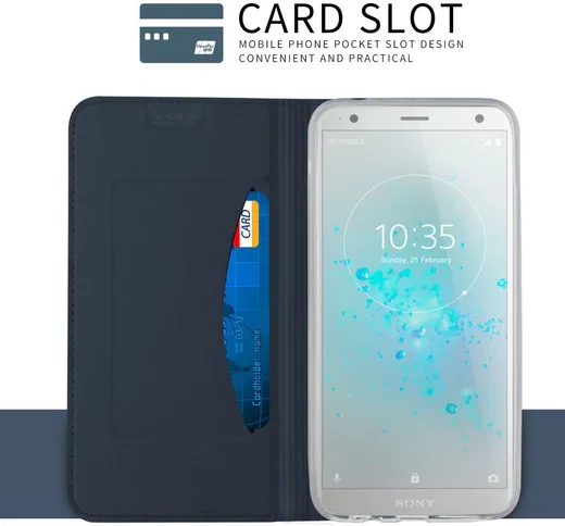 Sony Xperia XZ2 Book Case met Kaarthouder Blauw afbeelding 2