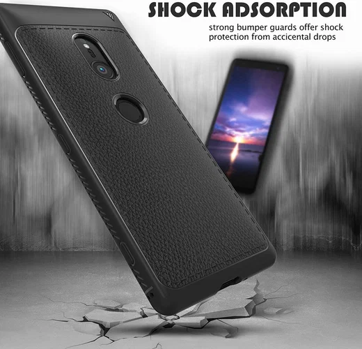 Sony Xperia XZ2 Hoesje TPU Met Leren Textuur Zwart afbeelding 6