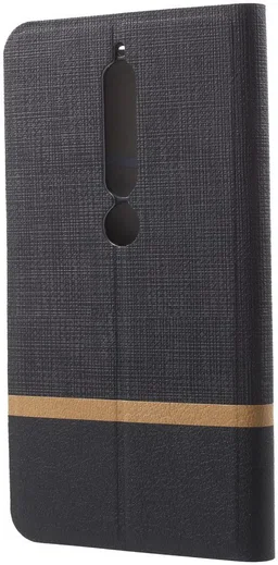 Nokia 6 (2018) Linnen Textuur Flip Hoesje Grijs afbeelding 3